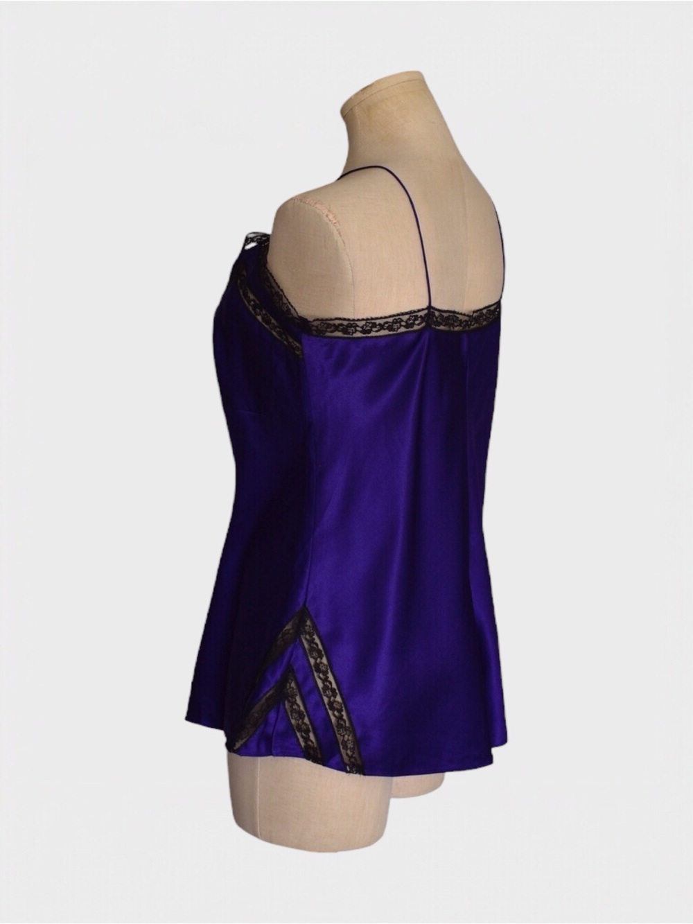 Victorias Secret Vintage 80s Satin Lace Appliqué Teddy Lingerie Romper - Picture 4 of 5